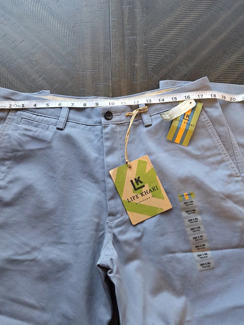 NWT Haggar Life Khaki Relaxed Straight Chino Pants 36x30 Cadet Blue REPREVE